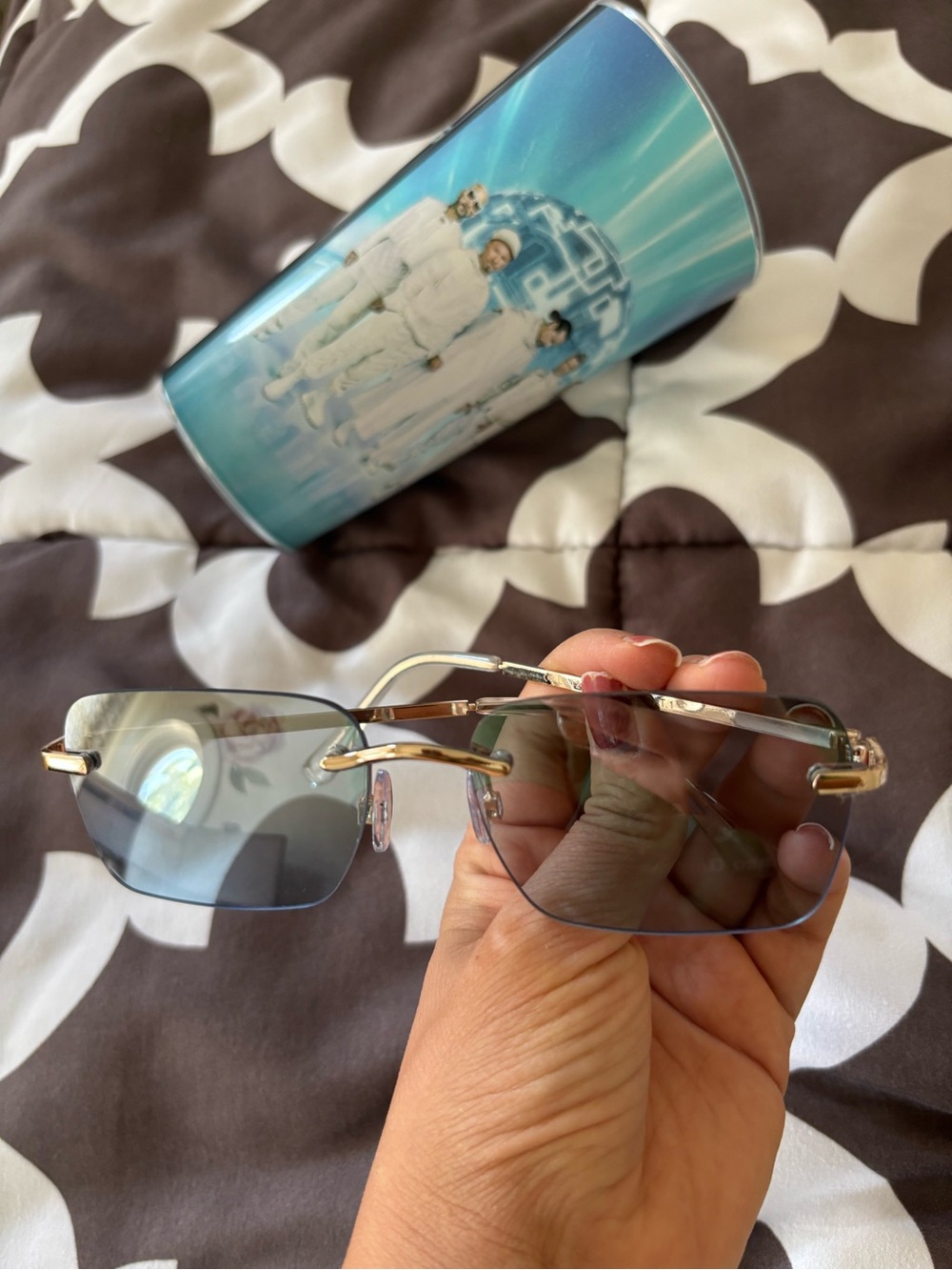 House of Harlow 1960 Y2K Light Blue Sunglasses Slim Aviator